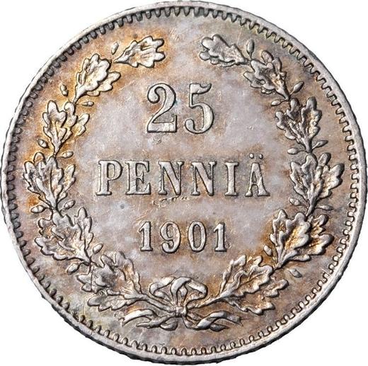 Rewers monety - 25 penni 1901 L - cena srebrnej monety - Finlandia, Wielkie Księstwo