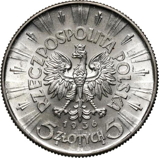 Anverso 5 eslotis 1936 "Józef Piłsudski" - valor de la moneda de plata - Polonia, Segunda República