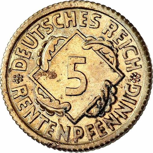 Awers monety - 5 rentenpfennig 1923 F - cena  monety - Niemcy, Republika Weimarska