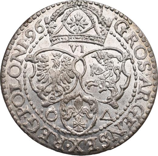 Реверс монеты - Шестак (6 грошей) 1596 года "Тип 1596-1601" - цена серебряной монеты - Польша, Сигизмунд III Ваза