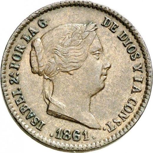Awers monety - 10 centimos de real 1861 - cena  monety - Hiszpania, Izabela II