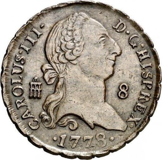 Awers monety - 8 maravedis 1778 - cena  monety - Hiszpania, Karol III