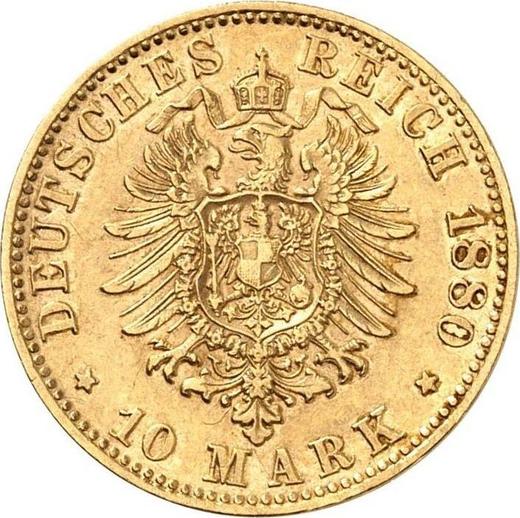 Reverso 10 marcos 1880 F "Würtenberg" - valor de la moneda de oro - Alemania, Imperio alemán