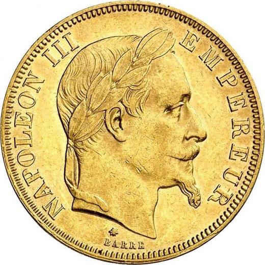Аверс монеты - 50 франков 1867 года A "Тип 1862-1868" Париж - цена золотой монеты - Франция, Наполеон III