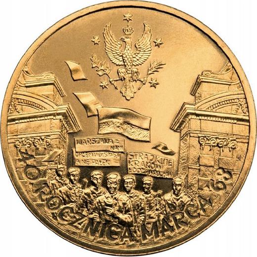 Reverso 2 eslotis 2008 MW AN "40 aniversario del marzo de 1968" - valor de la moneda  - Polonia, República moderna