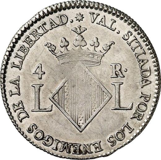 Реверс монеты - 4 реала 1823 года LL - цена серебряной монеты - Испания, Фердинанд VII