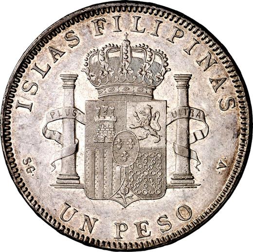 Rewers monety - 1 peso 1897 SGV - cena srebrnej monety - Filipiny, Alfons XIII
