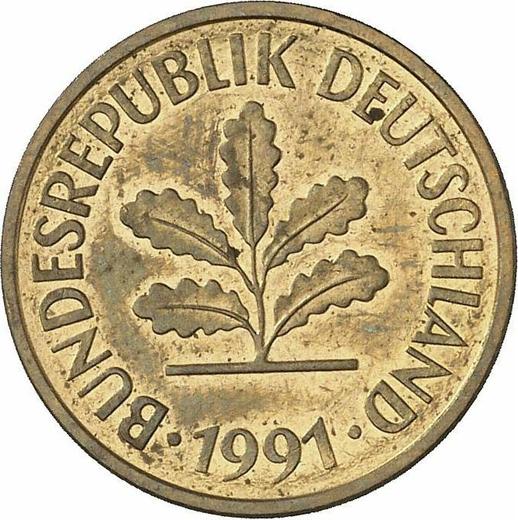 Reverso 5 Pfennige 1991 D - valor de la moneda  - Alemania, RFA