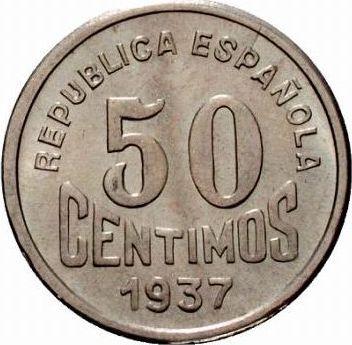 Rewers monety - 50 centimos 1937 "Asturia i León" - cena  monety - Hiszpania, II Rzeczpospolita