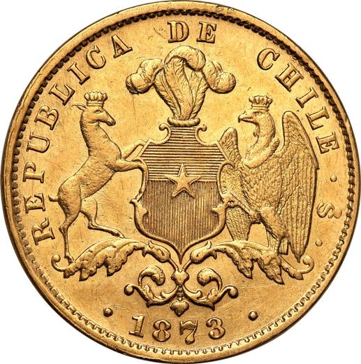 Reverso 10 pesos 1873 So - valor de la moneda  - Chile, República