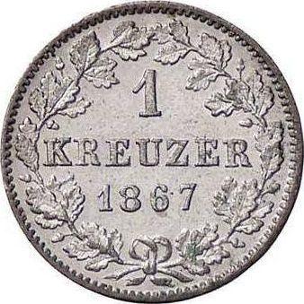 Rewers monety - 1 krajcar 1867 - cena srebrnej monety - Wirtembergia, Karol I