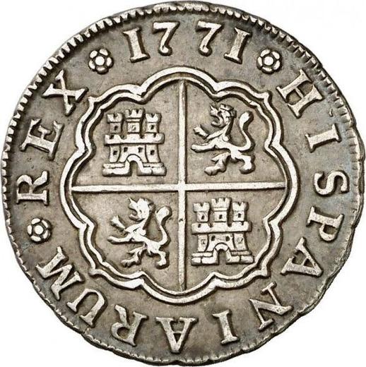 Реверс монеты - 1 реал 1771 года M PJ - цена серебряной монеты - Испания, Карл III