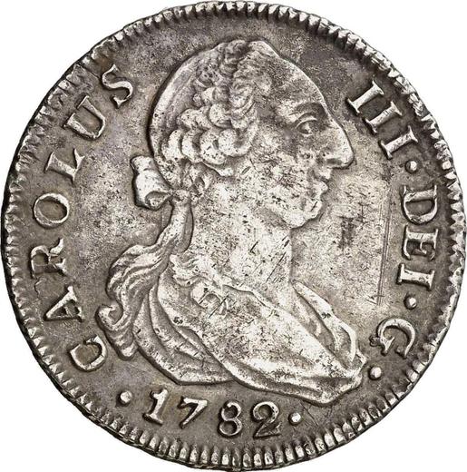 Аверс монеты - 4 реала 1782 года S CF - цена серебряной монеты - Испания, Карл III