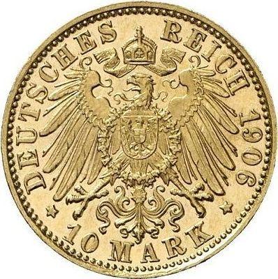Реверс монеты - 10 марок 1906 года D "Бавария" - цена золотой монеты - Германия, Германская Империя