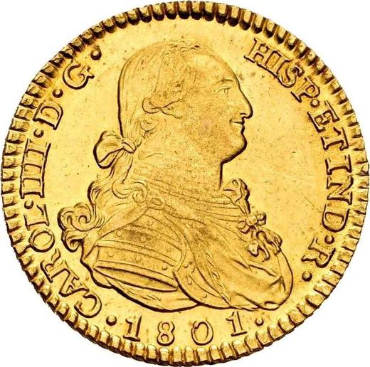 Awers monety - 2 escudo 1801 M FA - cena złotej monety - Hiszpania, Karol IV