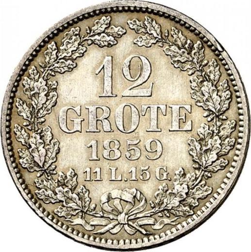 Реверс монеты - 12 гротенов 1859 года - цена серебряной монеты - Бремен, Вольный ганзейский город