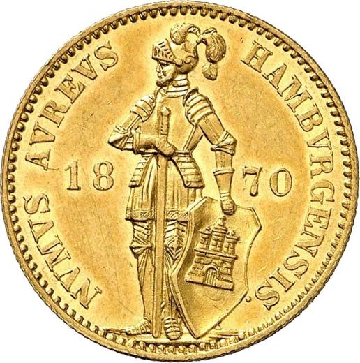 Аверс монеты - Дукат 1870 года B - цена  монеты - Гамбург, Вольный город