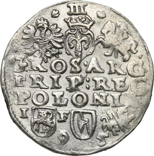 Rewers monety - Trojak 1595 IF "Mennica lubelska" - cena srebrnej monety - Polska, Zygmunt III