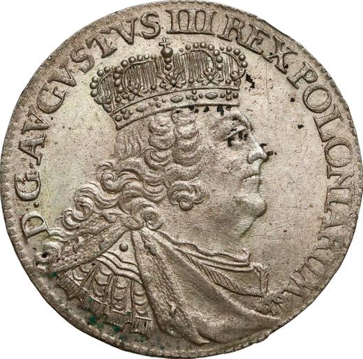 Аверс монеты - Шестак (6 грошей) 1755 года EC "Коронный" - цена серебряной монеты - Польша, Август III