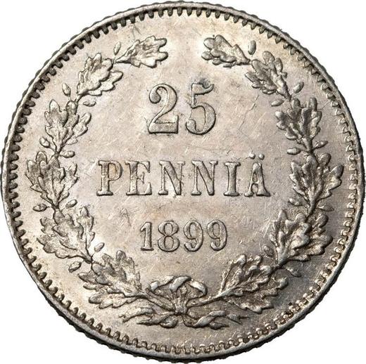 Rewers monety - 25 penni 1899 L - cena srebrnej monety - Finlandia, Wielkie Księstwo