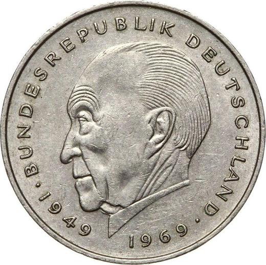 Аверс монеты - 2 марки 1980 года G "Аденауэр" - цена  монеты - Германия, ФРГ
