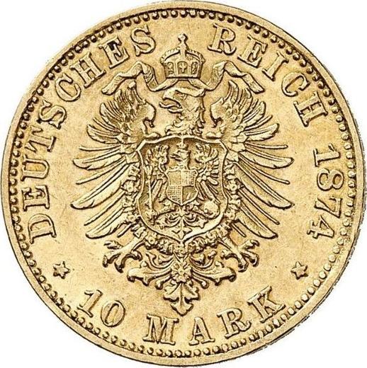 Reverso 10 marcos 1874 E "Sajonia" - valor de la moneda de oro - Alemania, Imperio alemán