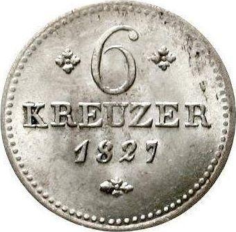 Реверс монеты - 6 крейцеров 1827 года - цена серебряной монеты - Гессен-Кассель, Вильгельм II