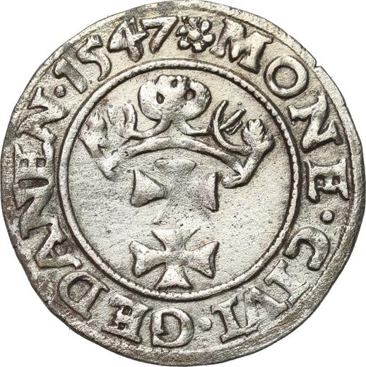 Аверс монеты - Шеляг 1547 года "Гданьск" - цена серебряной монеты - Польша, Сигизмунд I Старый