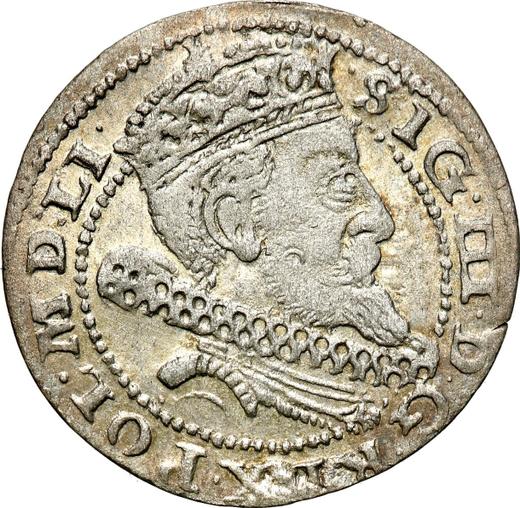Аверс монеты - 1 грош 1605 года - цена серебряной монеты - Польша, Сигизмунд III Ваза