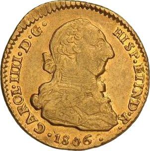 Аверс монеты - 2 эскудо 1806 года So FJ - цена золотой монеты - Чили, Карл IV