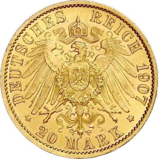 Rewers monety - 20 marek 1907 A "Prusy" - cena złotej monety - Niemcy, Cesarstwo Niemieckie