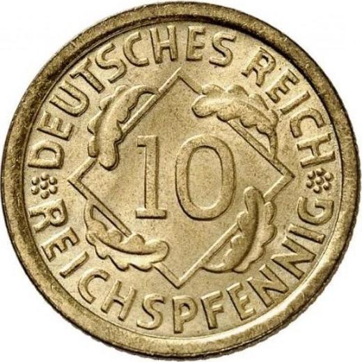 Аверс монеты - 10 рейхспфеннигов 1929 года J - цена  монеты - Германия, Bеймарская республика