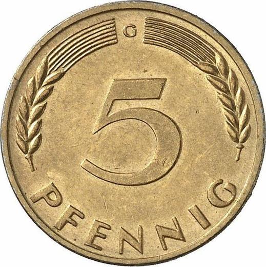 Аверс монеты - 5 пфеннигов 1970 года G - цена  монеты - Германия, ФРГ