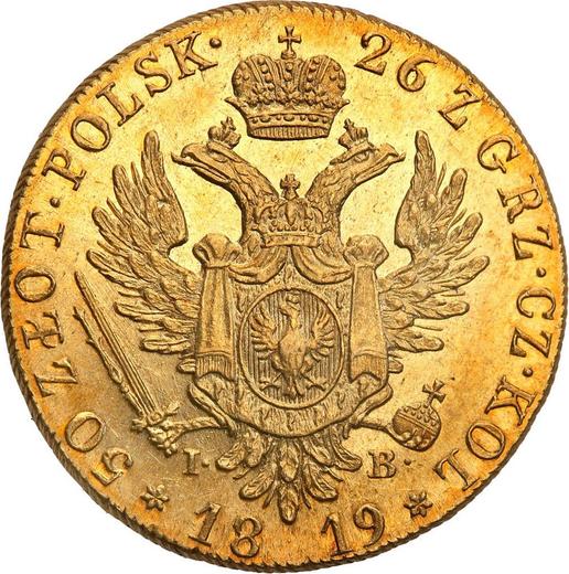 Reverso 50 eslotis 1819 IB "Cabeza grande" - valor de la moneda de oro - Polonia, Zarato de Polonia