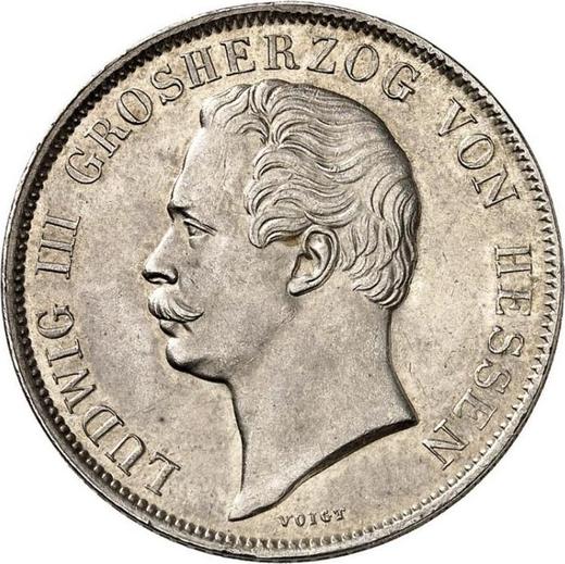 Аверс монеты - 1 гульден 1856 года - цена серебряной монеты - Гессен-Дармштадт, Людвиг III
