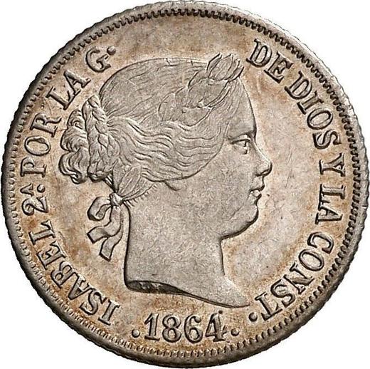 Аверс монеты - 10 сентаво 1864 года - цена серебряной монеты - Филиппины, Изабелла II