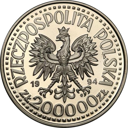 Obverse Pattern 200000 Zlotych 1994 MW ET "Sigismund I the Old" Nickel -  Coin Value - Poland, III Republic before denomination
