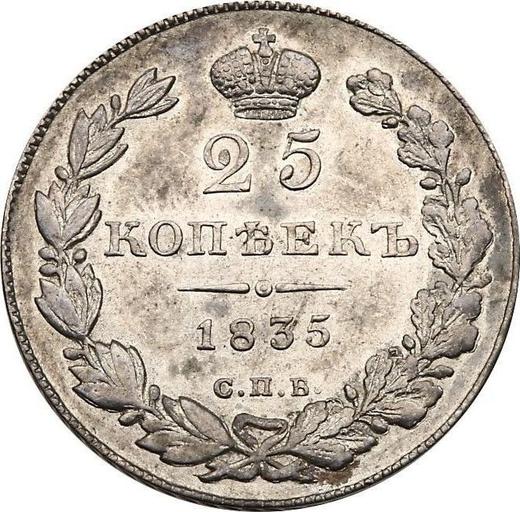 Reverso 25 kopeks 1835 СПБ НГ "Águila 1832-1837" - valor de la moneda de plata - Rusia, Nicolás I