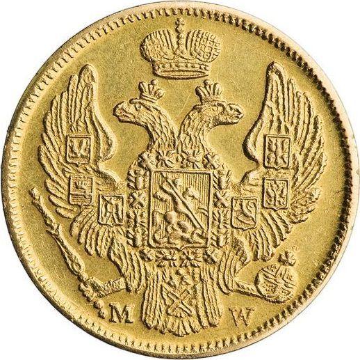 Anverso 3 rublos - 20 eslotis 1836 MW - valor de la moneda de oro - Polonia, Dominio Ruso