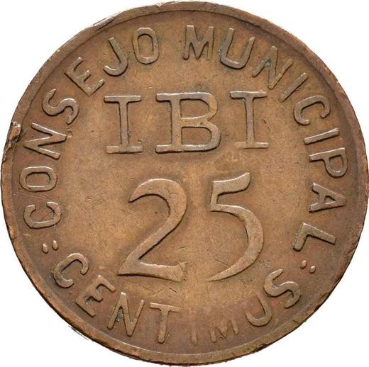 Rewers monety - 25 centimos 1937 "Ibi" - cena  monety - Hiszpania, II Rzeczpospolita
