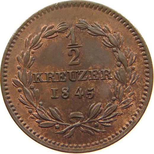 Реверс монеты - 1/2 крейцера 1845 года - цена  монеты - Баден, Леопольд