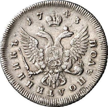 Reverso Polupoltinnik 1743 ММД - valor de la moneda de plata - Rusia, Isabel I