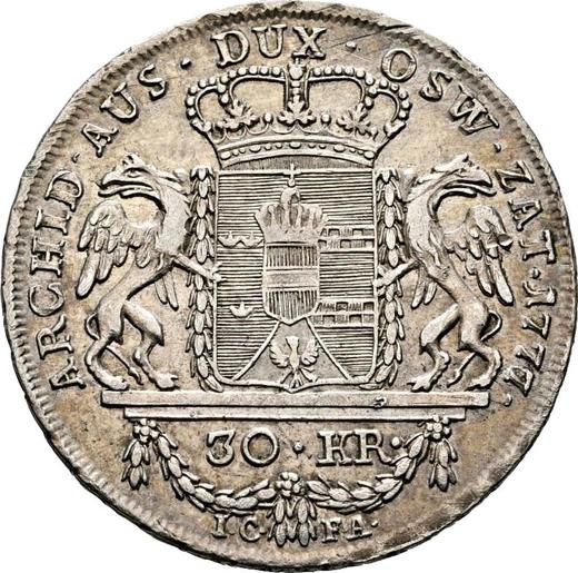 Rewers monety - 30 krajcarów 1777 IC FA "Dla Galicji" - cena srebrnej monety - Polska, Zabór Austriacki