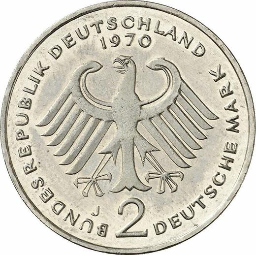 Reverse 2 Mark 1970 J "Konrad Adenauer" -  Coin Value - Germany, FRG