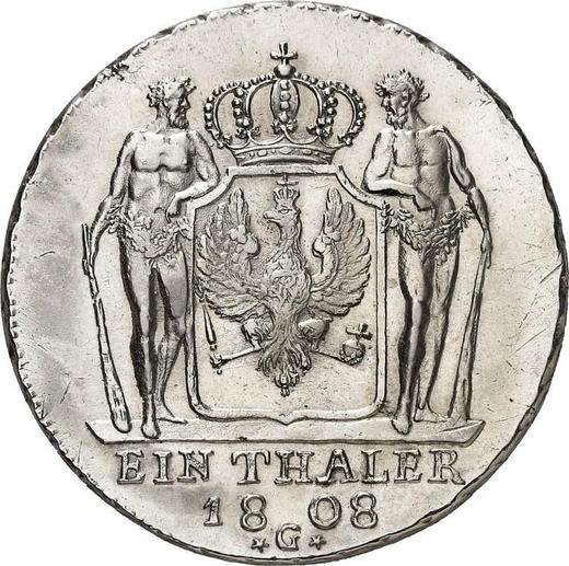 Rewers monety - Talar 1808 G - cena srebrnej monety - Prusy, Fryderyk Wilhelm III