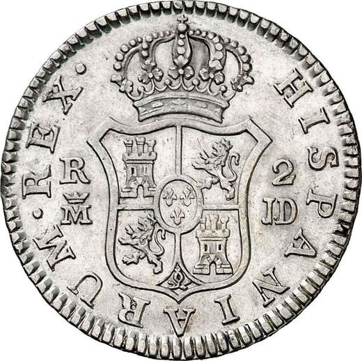 Реверс монеты - 2 реала 1782 года M JD - цена серебряной монеты - Испания, Карл III