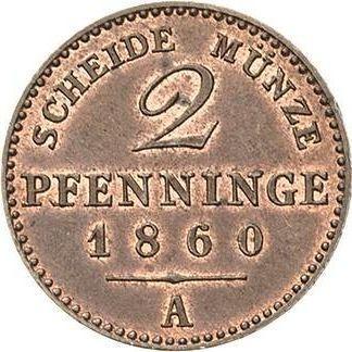Реверс монеты - 2 пфеннига 1860 года A - цена  монеты - Пруссия, Фридрих Вильгельм IV