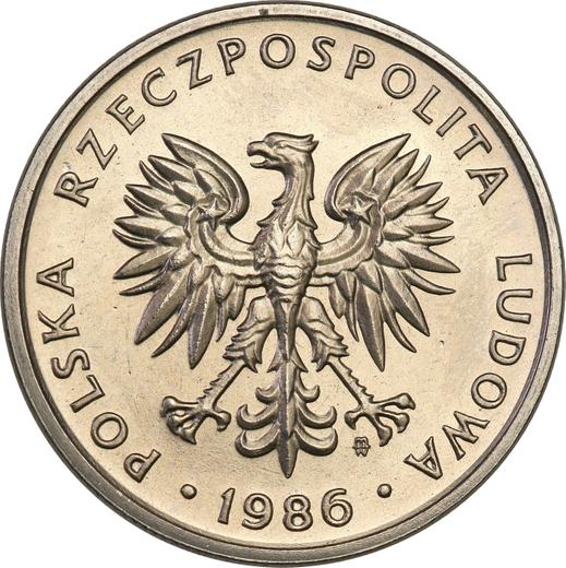 Аверс монеты - Пробные 5 злотых 1986 года MW Никель - цена  монеты - Польша, Народная Республика