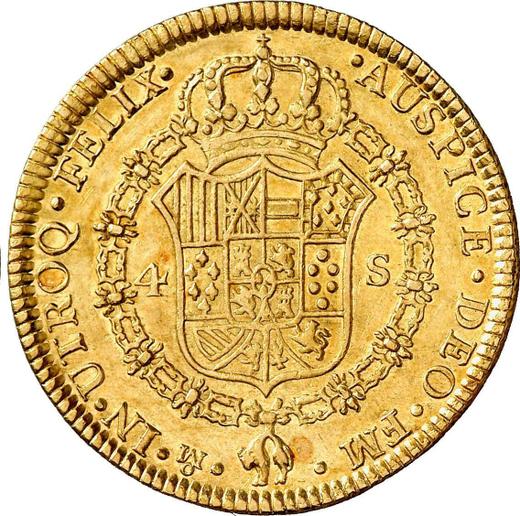 Реверс монеты - 4 эскудо 1775 года Mo FM - цена золотой монеты - Мексика, Карл III