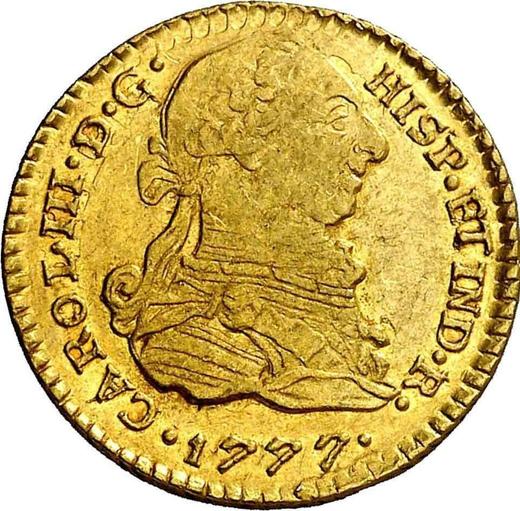 Аверс монеты - 1 эскудо 1777 года P SF - цена золотой монеты - Колумбия, Карл III